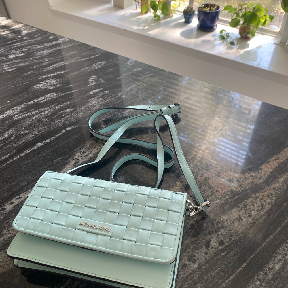 Michael Kors Aqua Woven Crossbody Bag